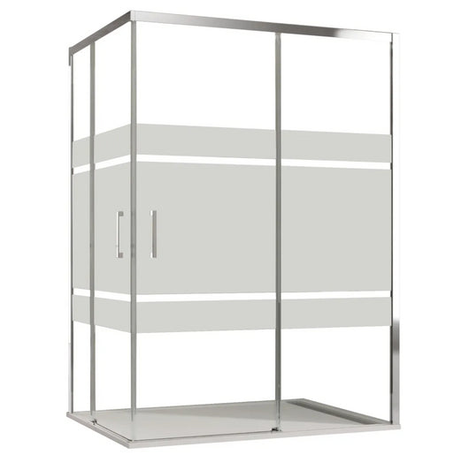 Box doccia angolare 2 lati scorrevoli serigrafato H195cm 8mm EASY Regos-80x140