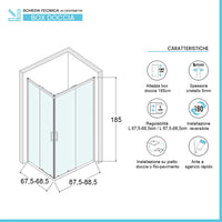 Box doccia angolare 70x90 cm Geo doppio scorrevole in cristallo opaco