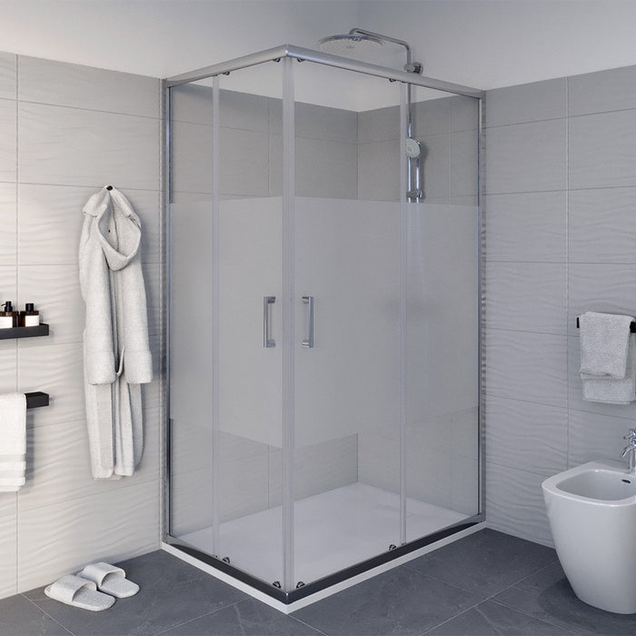 Box doccia angolare 80x100 cm Icon doppio scorrevole con vetro serigrafato
