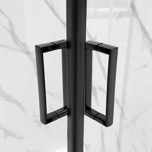 Box doccia angolare 80x100 cm nero opaco con doppio scorrevole  Tay