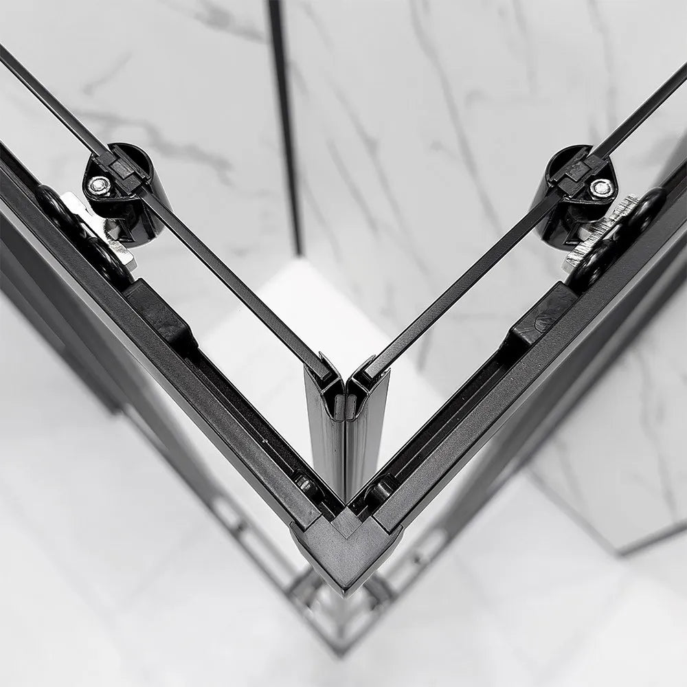 Box doccia angolare 80x100 cm nero opaco con doppio scorrevole  Tay