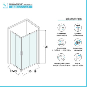 Box doccia angolare 80x120 cm Icon doppio scorrevole con vetro trasparente