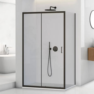 Box doccia angolare 80x140 cm scorrevole con profilo nero opaco  Tay