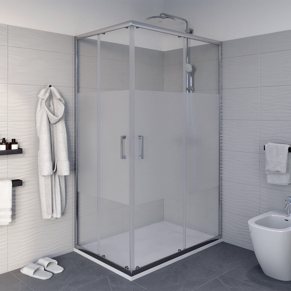 Box doccia angolare 80x90 cm Icon doppio scorrevole con vetro serigrafato