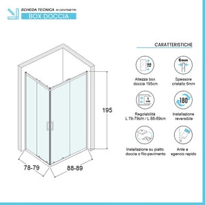 Box doccia angolare 80x90 cm Icon doppio scorrevole con vetro serigrafato