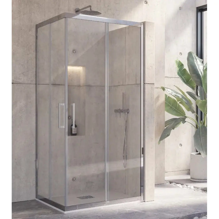 Box Doccia Doppia Scorrevole 8mm Anticalcare Acciaio Inox H190 - 69x69