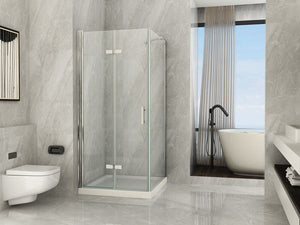 Box Doccia 8mm H195 Lato Fisso Più Anta a Libro Apertura Totale - Cancer - 90x80 - Ingresso lato corto