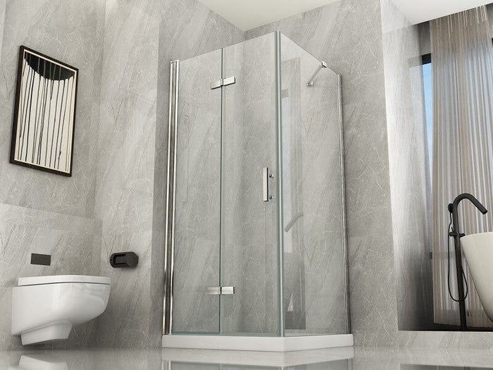 Box Doccia 8mm H195 Lato Fisso Più Anta a Libro Apertura Totale - Cancer - 80x70 - Ingresso lato corto