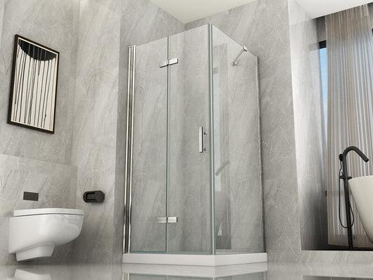 Box Doccia 8mm H195 Lato Fisso Più Anta a Libro Apertura Totale - Cancer - 90x70 - Ingresso lato corto