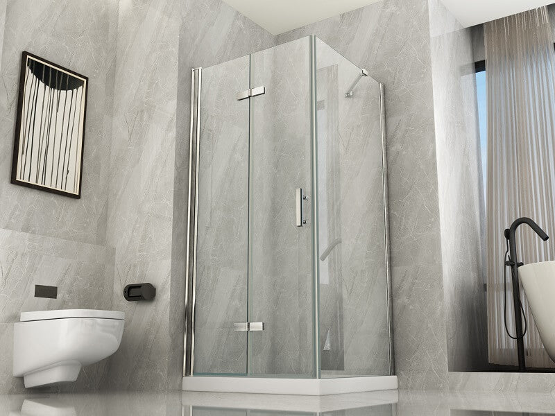 Box Doccia 8mm H195 Lato Fisso Più Anta a Libro Apertura Totale - Cancer - 80x80