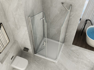 Box Doccia 8mm H195 Lato Fisso Più Anta a Libro Apertura Totale - Cancer - 100x100