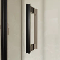 Box doccia 70x90 cm angolare profili neri apertura a libro vetro 6mm trasparente | Capri