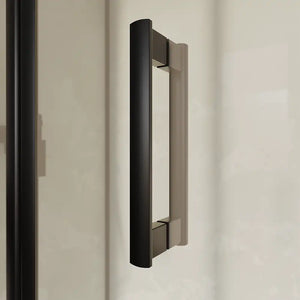 Box doccia 70x90 cm angolare profili neri apertura a libro vetro 6mm trasparente | Capri