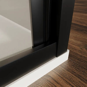 Box doccia 90x90 cm angolare profili neri apertura a libro vetro 6mm trasparente | Capri