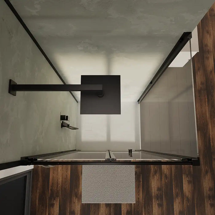 Box doccia 70x90 cm angolare profili neri apertura a libro vetro 6mm trasparente | Capri