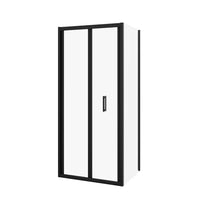 Box doccia 70x90 cm angolare profili neri apertura a libro vetro 6mm trasparente | Capri