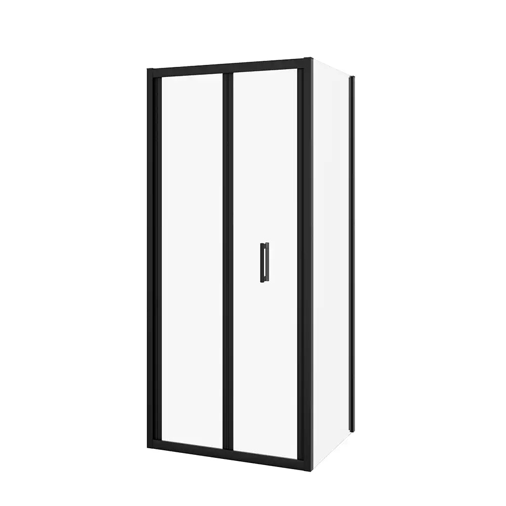 Box doccia 90x90 cm angolare profili neri apertura a libro vetro 6mm trasparente | Capri