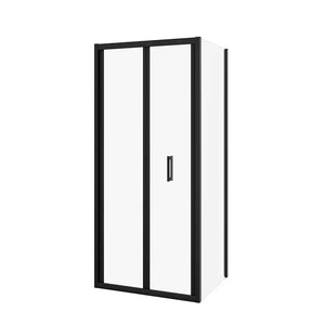 Box doccia 80x90 cm angolare profili neri apertura a libro vetro 6mm trasparente | Capri