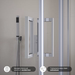 Box doccia  80x120 cm scorrevole vetro 6mm trasparente con trattamento anticalcare h195cm scorrevole | Aruba