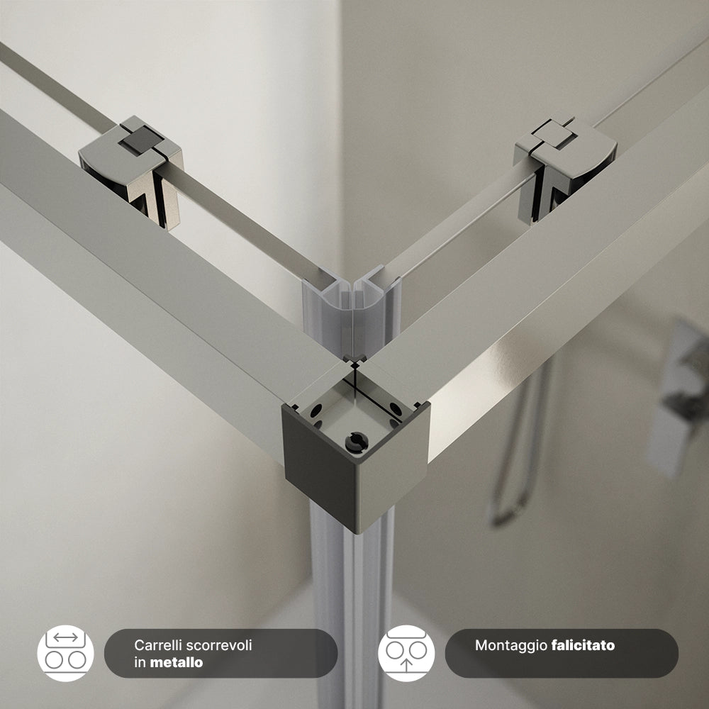 Box doccia  70x70 cm scorrevole vetro 6mm trasparente con trattamento anticalcare h195cm scorrevole | Aruba