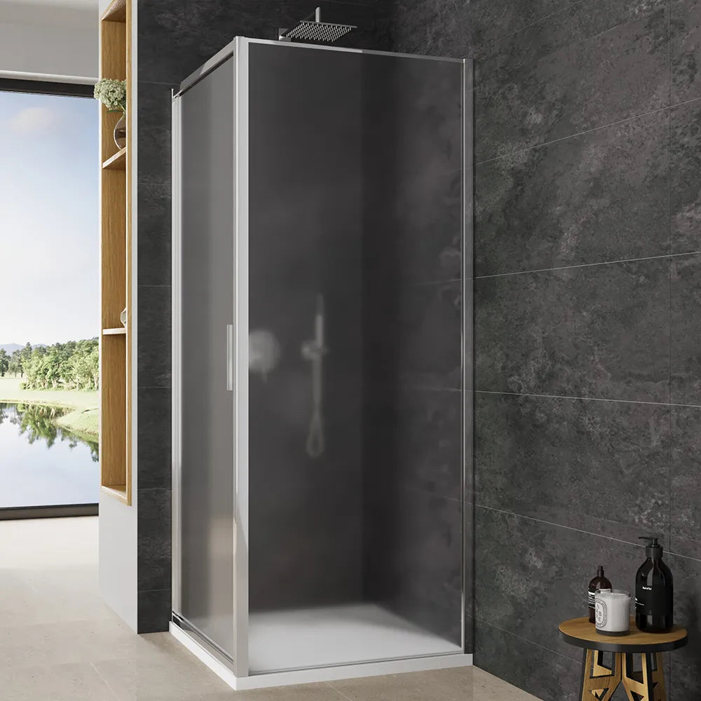 Box doccia slim 90x70cm con porta a battente e parete fissa profili cromati e vetro 6mm opaco h190| Portofino