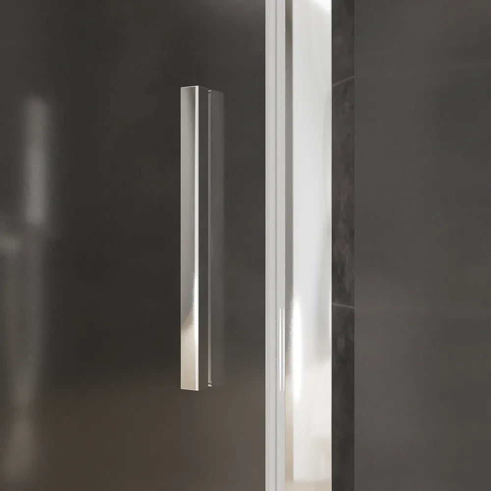 Box doccia slim 70x70cm con porta a battente e parete fissa profili cromati e vetro 6mm opaco h190| Portofino