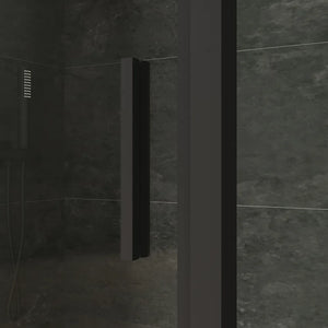 Box doccia slim 70x75cm con porta a battente e parete fissa profili nero opaco e vetro 6mm trasparente h190| Portofino