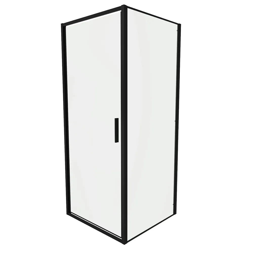 Box doccia slim 70x80cm con porta a battente e parete fissa profili nero opaco e vetro 6mm trasparente h190| Portofino
