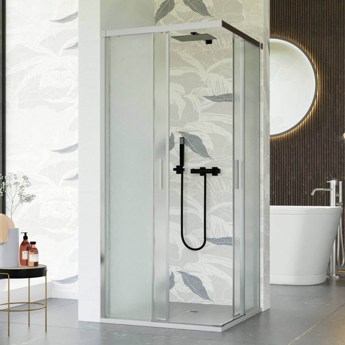 Box Doccia H195 Satinato 6mm Doppia Porta Scorrevole - 100x100