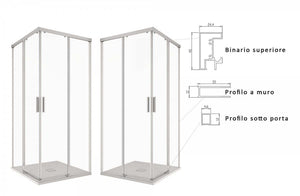 Box Doccia H195 Satinato 6mm Doppia Porta Scorrevole - 70x120