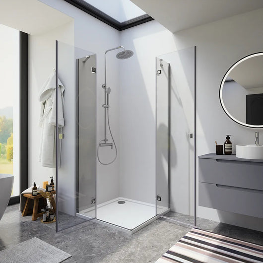 Box doccia 120x70cm doppio battente con cerniere profili cromati e vetro da 8mm trasparente h195 | Fiji