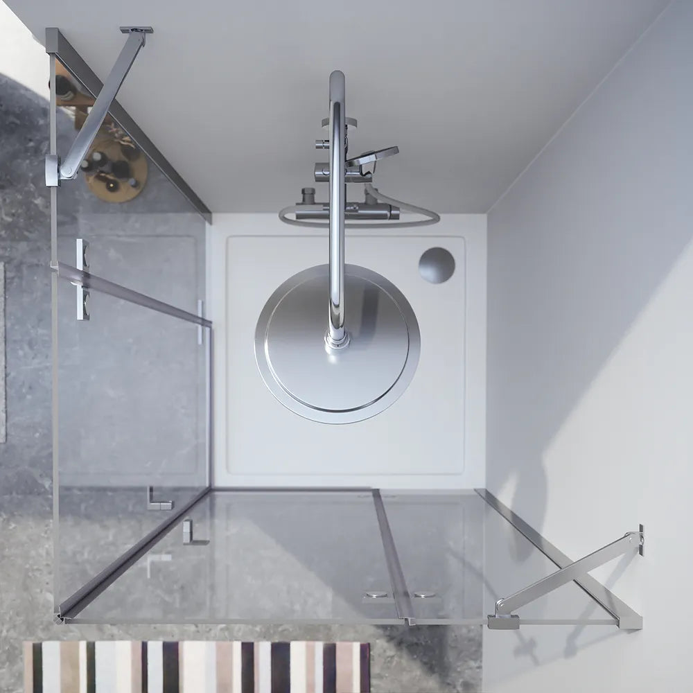 Box doccia 120x70cm doppio battente con cerniere profili cromati e vetro da 8mm trasparente h195 | Fiji