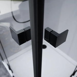 Box doccia 90x70cm doppio battente con cerniere profili nero opaco e vetro da 8mm trasparente h195 | Fiji