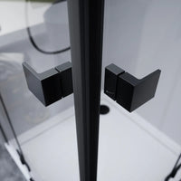 Box doccia 80x100cm doppio battente con cerniere profili nero opaco e vetro da 8mm trasparente h195 | Fiji