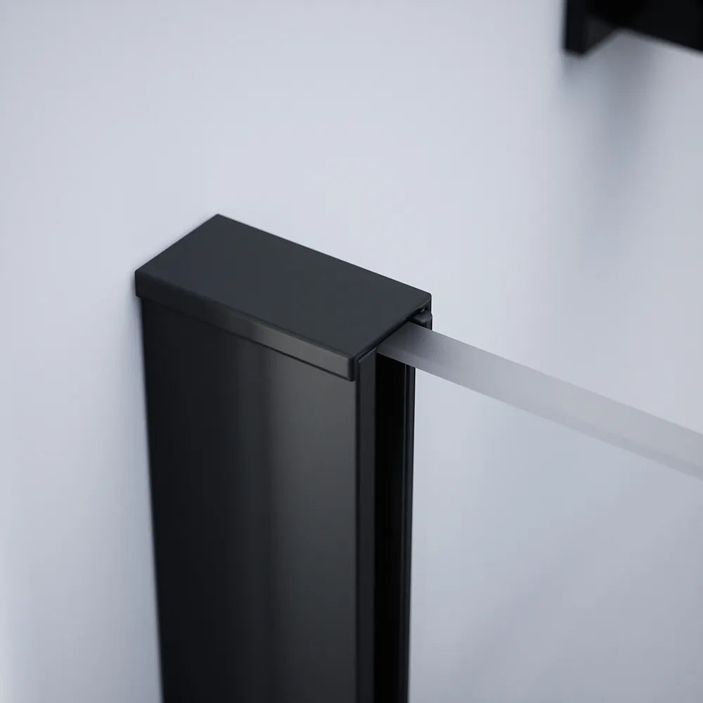 Box doccia 90x120cm doppio battente con cerniere profili nero opaco e vetro da 8mm trasparente h195 | Fiji