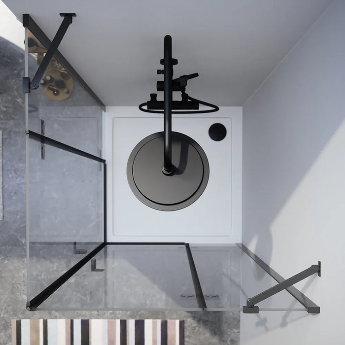 Box doccia 80x70cm doppio battente con cerniere profili nero opaco e vetro da 8mm trasparente h195 | Fiji