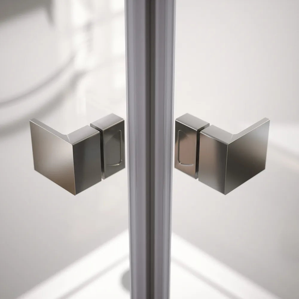 Box doccia angolare 70x70cm doppio battente profili cromati e vetro da 8mm trasparente h195 | Fiji