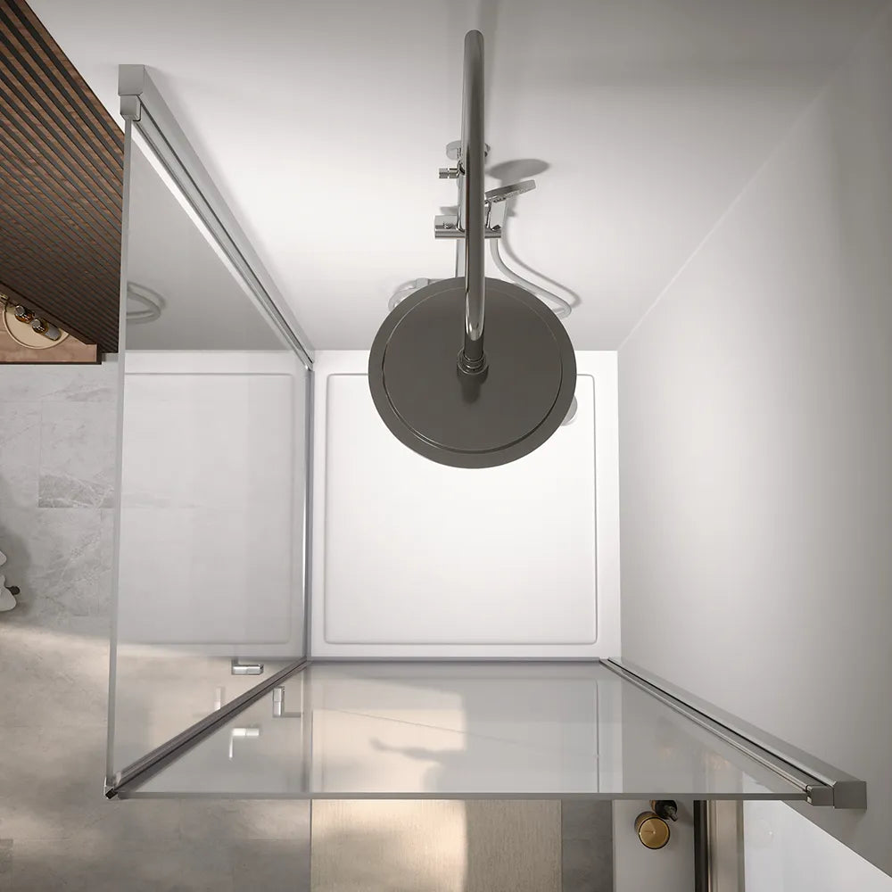 Box doccia angolare 80x90cm doppio battente profili cromati e vetro da 8mm trasparente h195 | Fiji