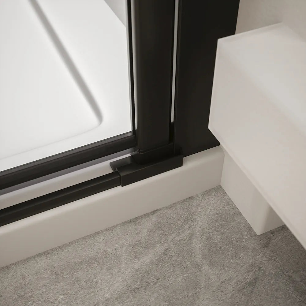 Box doccia angolare 70x80cm doppio battente profili nero opaco e vetro da 8mm trasparente h195 | Fiji