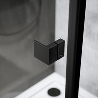 Box doccia 70x70 cm con apertura a battente e parete fissa, profili nero opaco e vetro da 8mm trasparente h195 | Fiji 