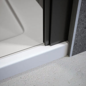 Box doccia 80x90 cm con apertura a battente e parete fissa, profili nero opaco e vetro da 8mm trasparente h195 | Fiji 