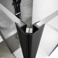 Box doccia 80x90 cm con apertura a battente e parete fissa, profili nero opaco e vetro da 8mm trasparente h195 | Fiji 