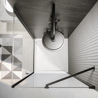 Box doccia 70x70 cm con apertura a battente e parete fissa, profili nero opaco e vetro da 8mm trasparente h195 | Fiji 