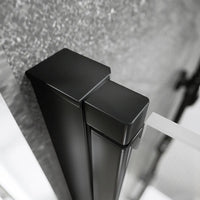 Box doccia 70x70 cm con apertura a battente e parete fissa, profili nero opaco e vetro da 8mm trasparente h195 | Fiji 