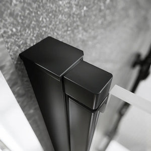 Box doccia 70x70 cm con apertura a battente e parete fissa, profili nero opaco e vetro da 8mm trasparente h195 | Fiji 