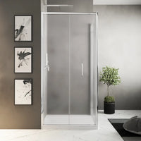 Box doccia slim 70x75cm con porta a libro e parete fissa profili cromati e vetro 6mm opaco h190| Portofino