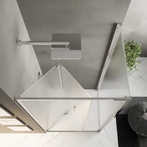 Box doccia slim 70x75cm con porta a libro e parete fissa profili cromati e vetro 6mm opaco h190| Portofino