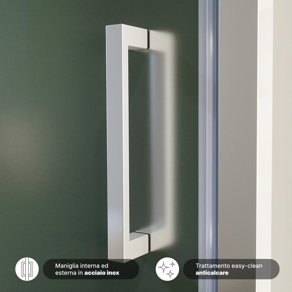 Box doccia 90x80 cm con apertura a battente vetro 6mm opaco h195 cm | Aruba