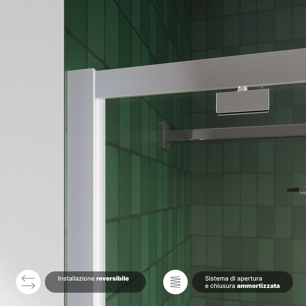 Box doccia 90x100 cm con apertura a battente vetro 6mm trasparente h195 cm | Aruba