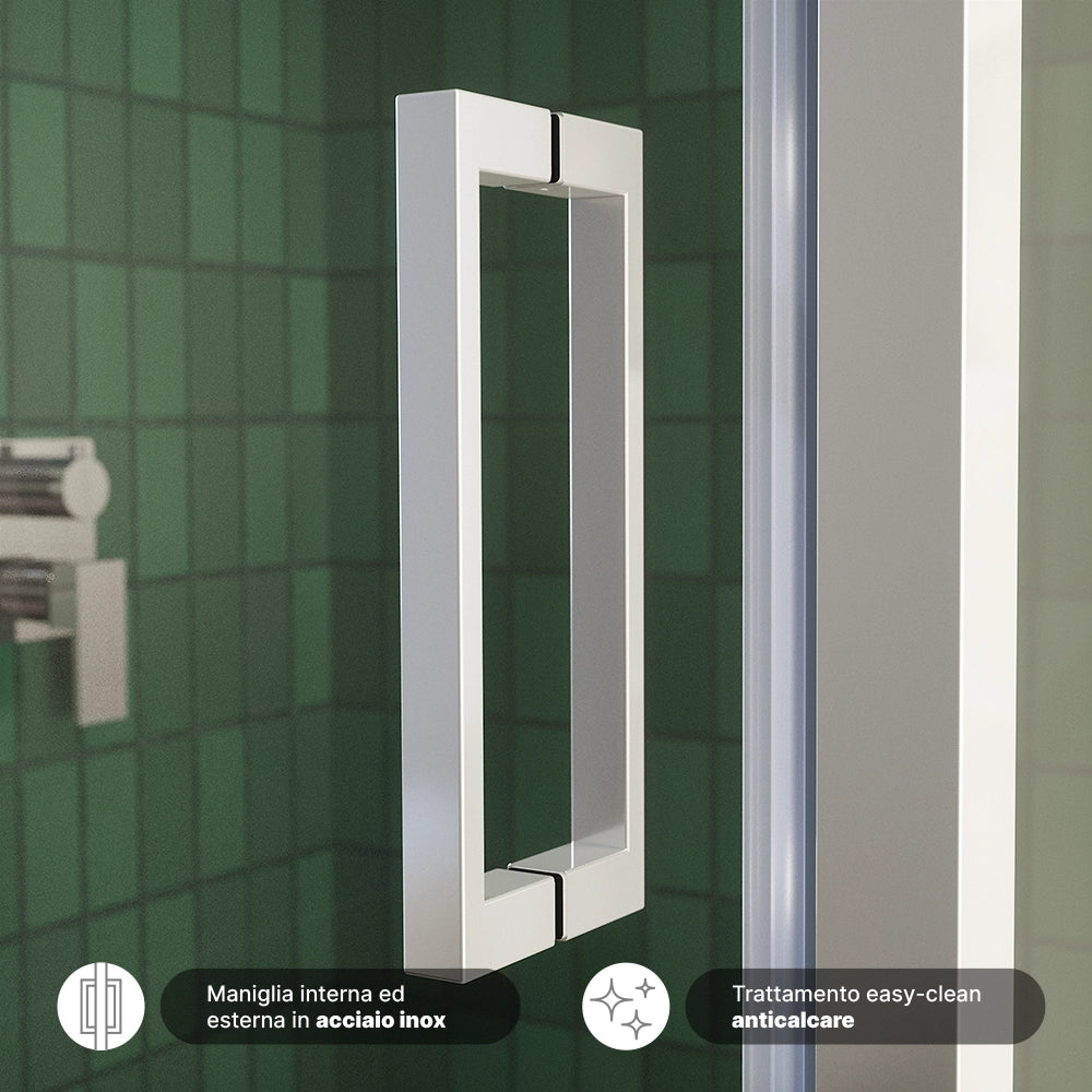 Box doccia 90x100 cm con apertura a battente vetro 6mm trasparente h195 cm | Aruba